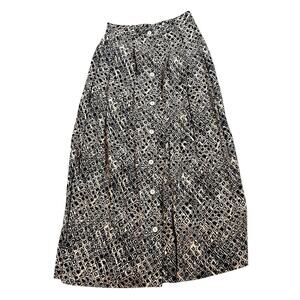 Vintage 90s Koret Maxi Skirt Womens Size Small Tan Black Crinkle Cloth Pull On